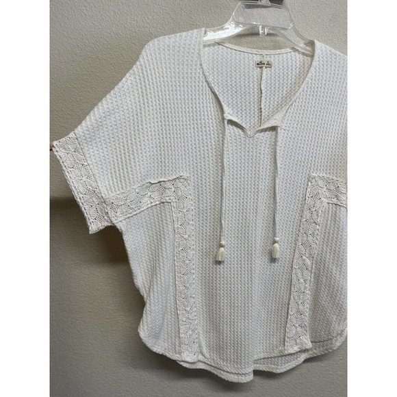 Hollister Women's Waffle Knit Blouse Size XS Short Dolman Sleeve - Picture 3 of 9